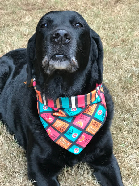 NautiPup Doggie Doo Rag Bandana with D-Ring Closure | Peace, Love & Treats