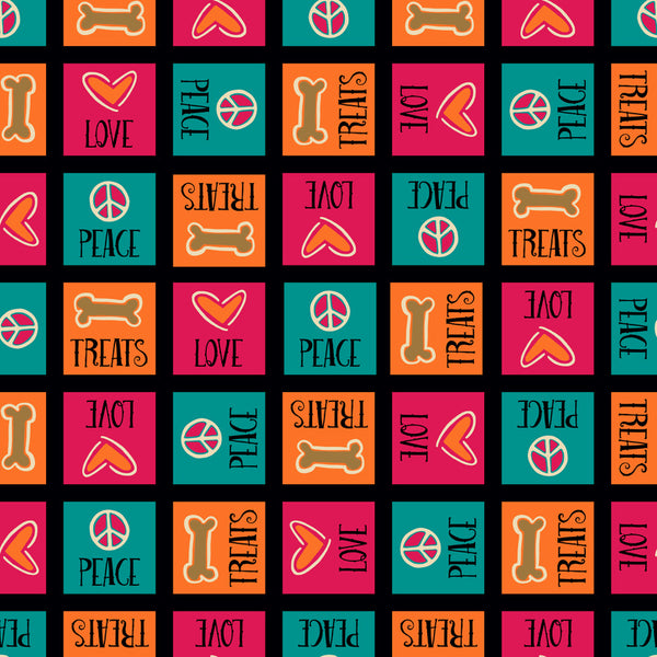 NautiPup Doggie Doo Rag Bandana with D-Ring Closure | Peace, Love & Treats