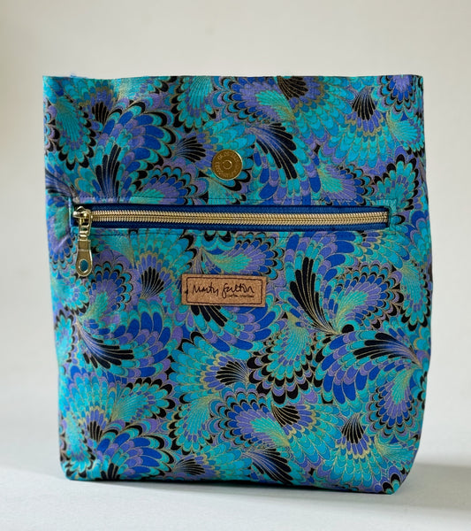 Cork Glam Handbag with Rivet Trim and Detachable Metal Chain Strap