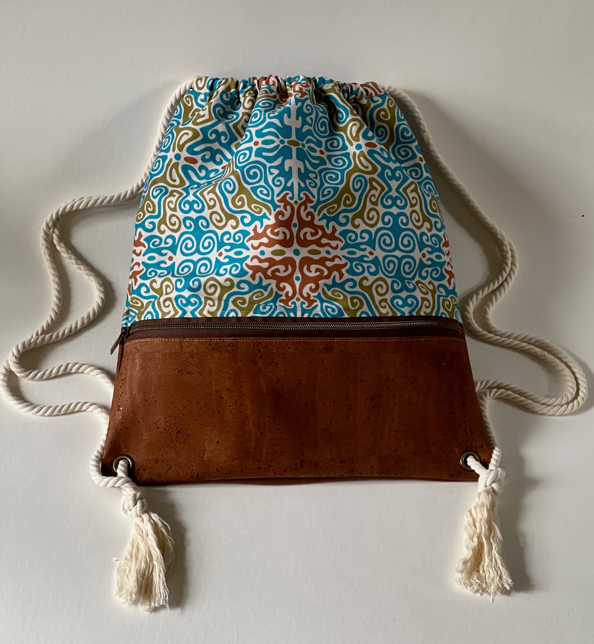 NautiPup Drawstring Bag with Optional Cork Zippered Compartment