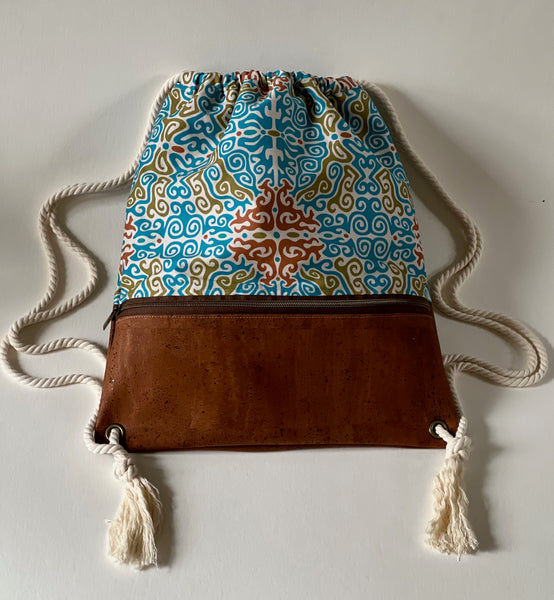 NautiPup Drawstring Bag with Optional Cork Zippered Compartment