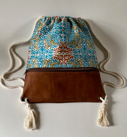 NautiPup Drawstring Bag with Optional Cork Zippered Compartment