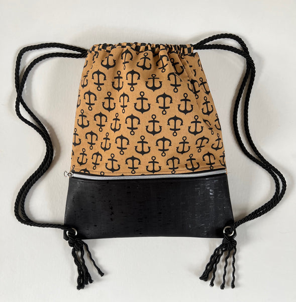 NautiPup Drawstring Bag with Optional Cork Zippered Compartment