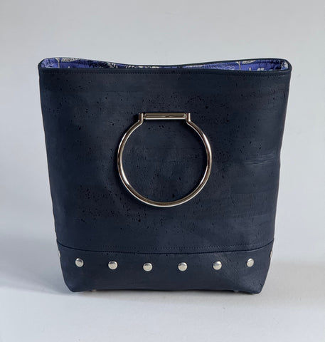 Cork Glam Handbag with Rivet Trim
