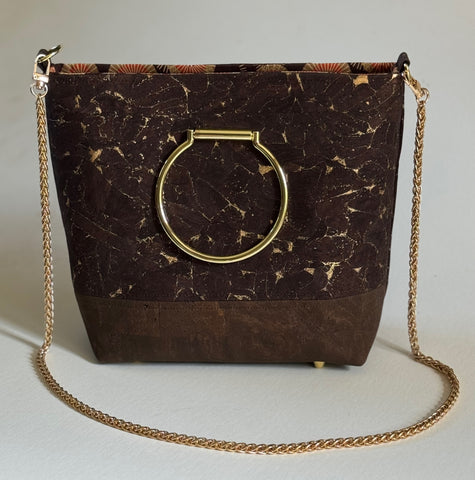 Cork Glam Handbag with Detachable Metal Chain Strap