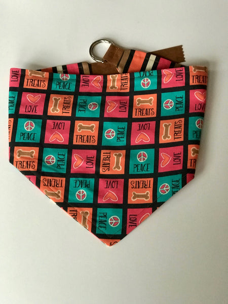 NautiPup Doggie Doo Rag Bandana with D-Ring Closure | Peace, Love & Treats
